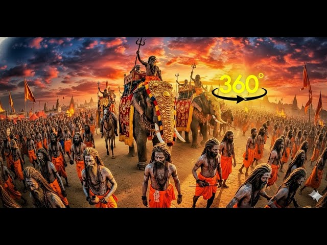 NAGA BABAS: {ROYAL PARADE IN 360°!} NIRANJANI AKHADA Rajsi Snan (4K 360VR) at "MAHA KUMBH PRAYAGRAJ"