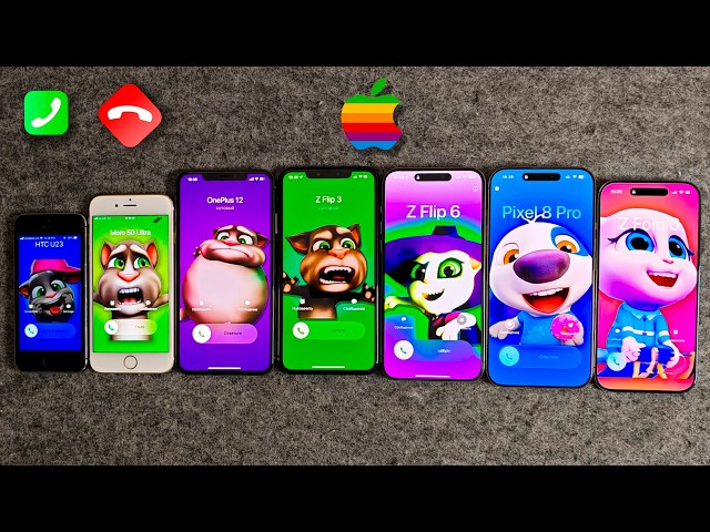 iPhone 5S + 6S + XS Max + 11 Pro Max + 15 Pro Max + 16 Pro M + AIR 17 Incoming Call at The Same Time