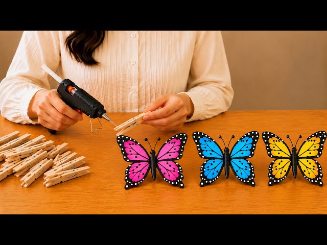 🦋 Butterfly with Clothespins ! Turn Clothespins into Beautiful Butterflies 🦋 DIY