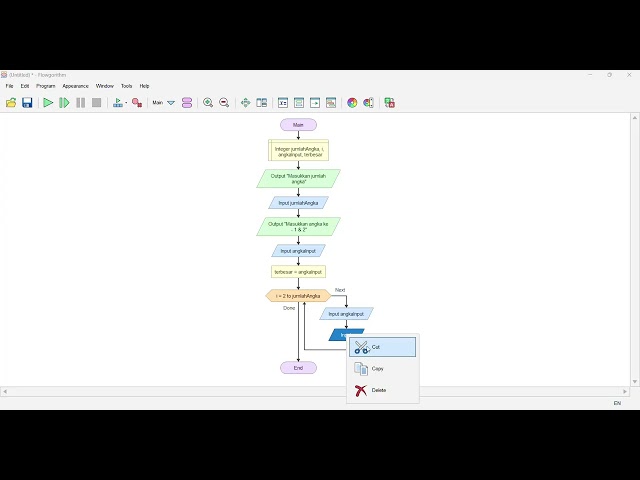 ALGORITMA PEMOGRAMAN #4 UAS ANGKA TERBESAR FLOWGORITHM