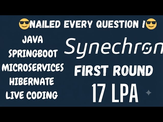 🔥 2-7 Years Real-Time Coding Interview | Java |Spring Boot | Microservices | Hibernate | Synechron