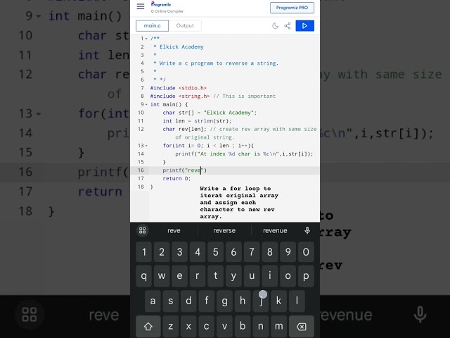 Reverse a String in C in Seconds! | Easy Coding Hack 🔄 #learnc #elkick #programming