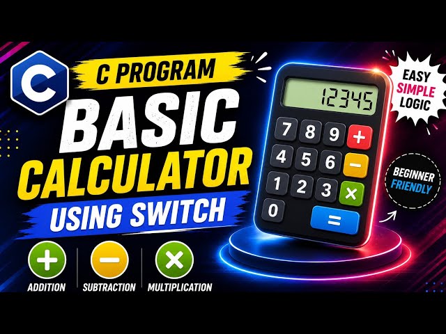C Program to Make a Basic Calculator Using Switch Case | Easy Program for Beginners 🔥