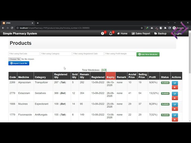 Simple Pharmacy Management System in PHP MySQL with Source Code - CodeAstro