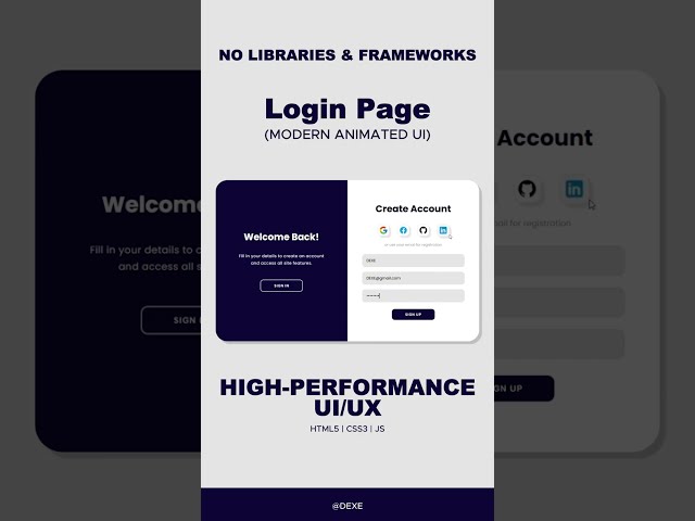 Smooth Animated Login Page in HTML CSS & JS 🔥 #Shorts #WebDevelopment