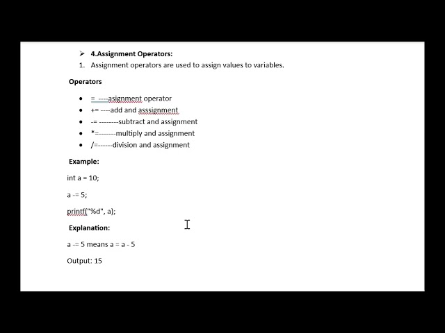 Assignment Operators in C Language | = += -= *= /= Explained