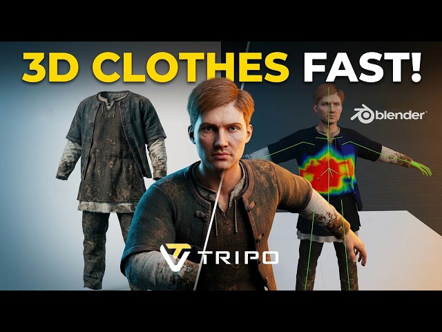 Clothes in Blender? Yes in 5 minutes! (Tripo3D Workflow)