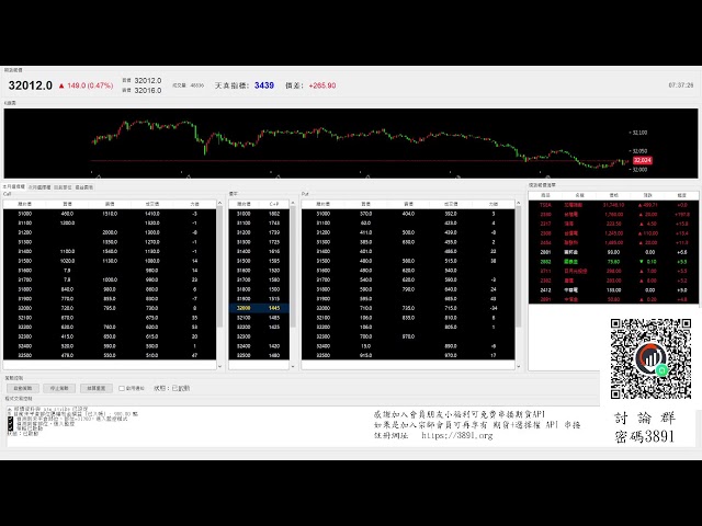【天真選擇權】 2026-0122-程式交易-python-api-盤中實況-