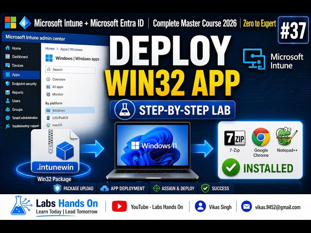 #37 Deploy Your First Win32 Application Using Microsoft Intune | Complete Enterprise Hands-On Lab