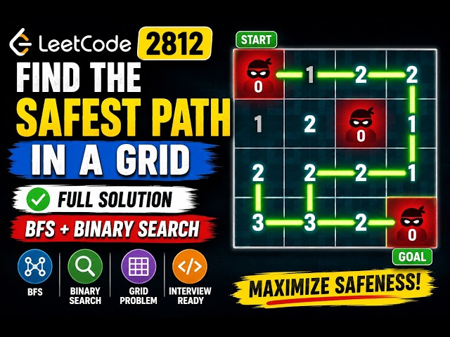 LeetCode 2812 | Find the Safest Path in a Grid | Binary Search Explained #leetcode2812 #coding #dsa