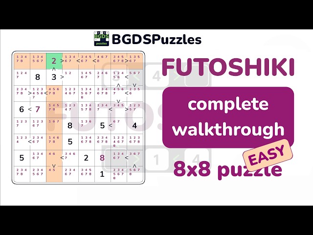 Futoshiki 8x8 Complete Walkthrough | Easy Puzzle Solved Step by Step