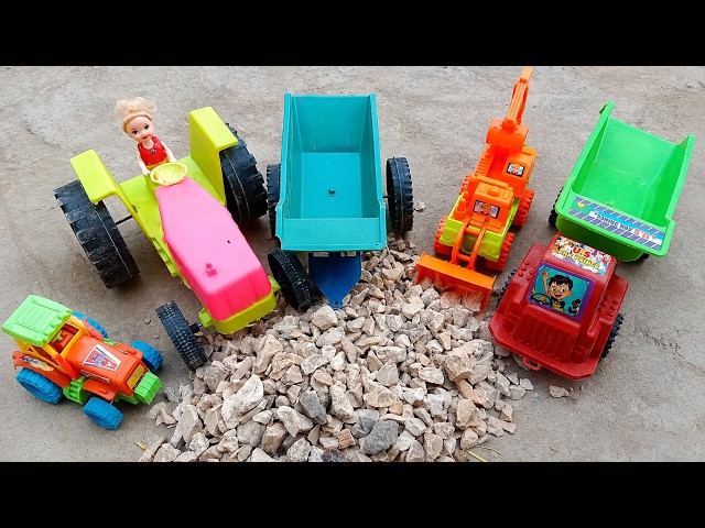 Mini Tractor Trolley & JCB Loading Stones | Amazing Toy Construction Video 🚜🪨