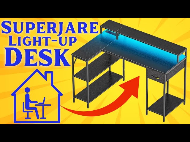 HOW TO ASSEMBLE SUPERJARE L Shaped Gaming Desk with LED Lights & Power Outlets (+REVIEW! )