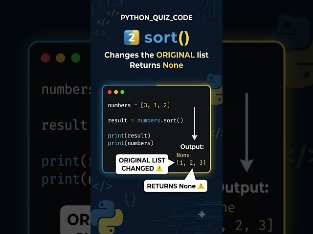 sorted() vs .sort() in Python 🔥 #shorts #python #viral #python3 #sorted #sort