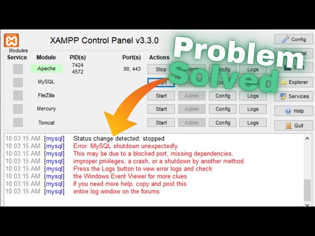MySQL not working in XAMPP Problem Soved......