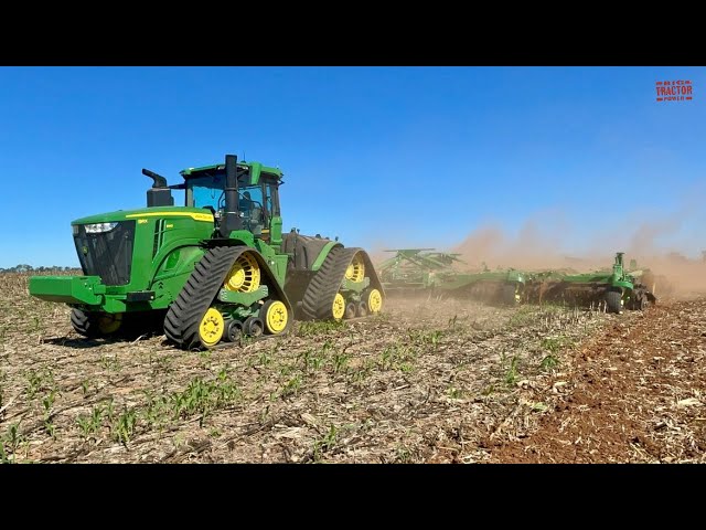 JOHN DEERE 9RX 640 Tractor and 49.6 ft 2660 VT Working on Tillage