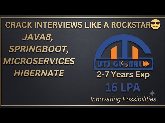 🔥 UTS GLOBAL | Java Developer Interview | 3-7 Years Experience | Spring Boot | Microservices | SQL