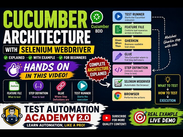 Cucumber Architecture Selenium WebDriver + Feature File, Step Definition,& Test Runner | Hands-on