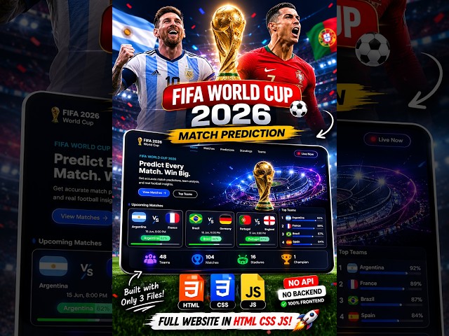 Build FIFA World Cup 2026 Match Prediction Website | HTML CSS JavaScript | Premium Sports UI Design