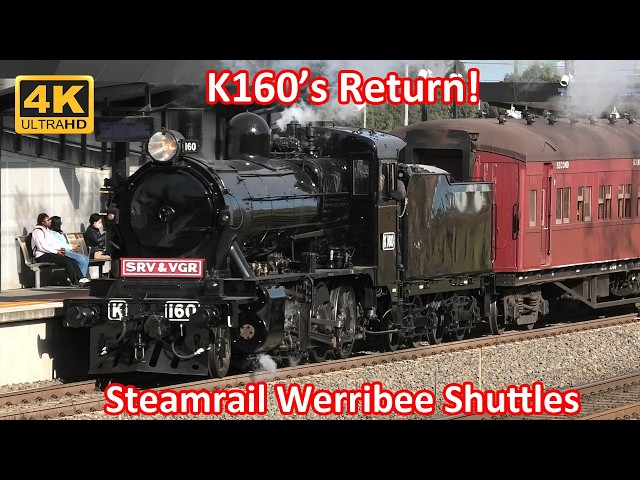 The Return of K160; First Mainline Train in 58 years! Steamrail Victoria Werribee Shuttles [4K]