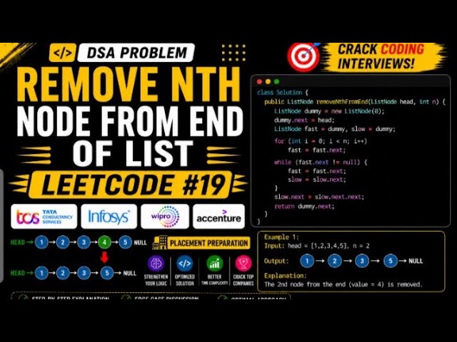 Remove nth Node from end of list  | leetcode 19 | DSA