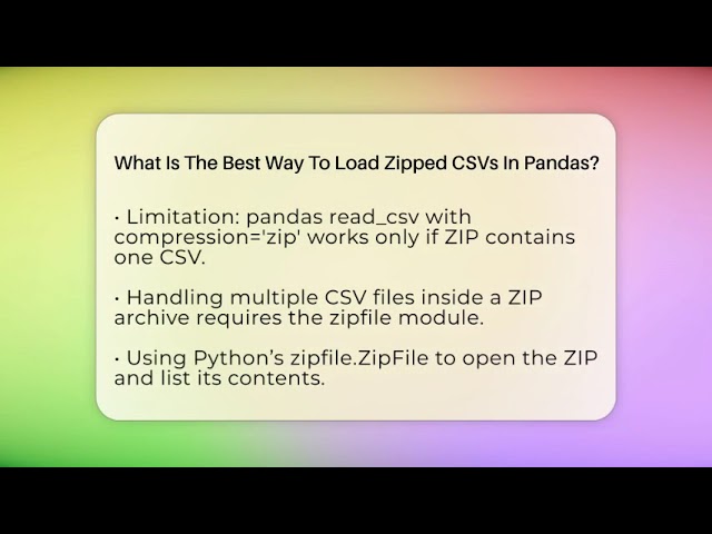 What Is The Best Way To Load Zipped CSVs In Pandas? - Python Code School