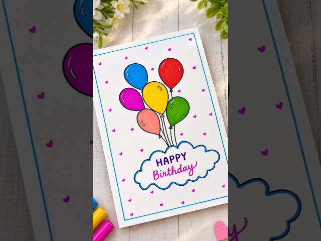 DIY Happy Birthday Card Using White Paper 🎂💖 | Easy Birthday Card #Shorts #birthday #diycard #viral