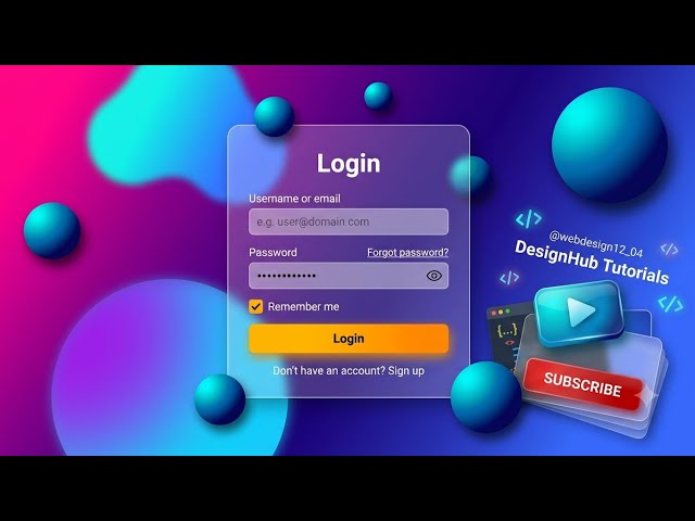Glassmorphism Login Form Using Html Css Js | #webdevelopment #coding #tutorial #html #css 