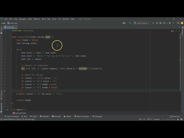 C++ Function Example: Prompt for Yes/No