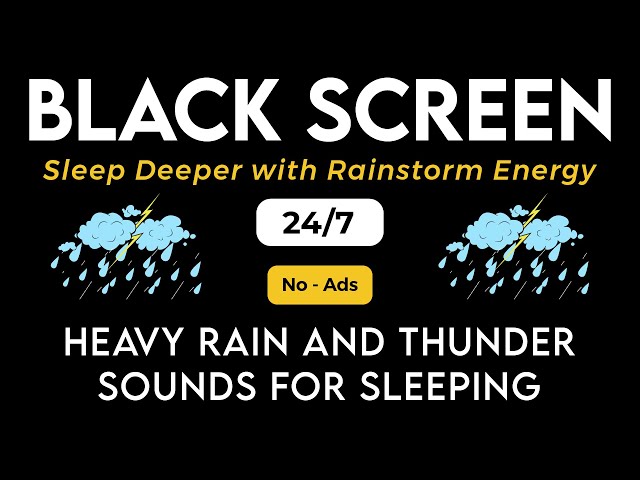 🔴 Heavy Rain & Thunder Sounds for Sleeping - Black Screen | Thunderstorm Sounds for Deep Sleep