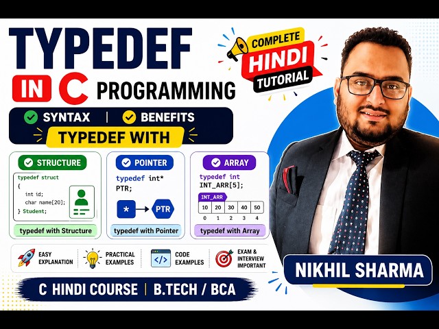Typedef in C Programming | Syntax, Benefit, Typedef with Structure, Pointer & Array | typedef in c |