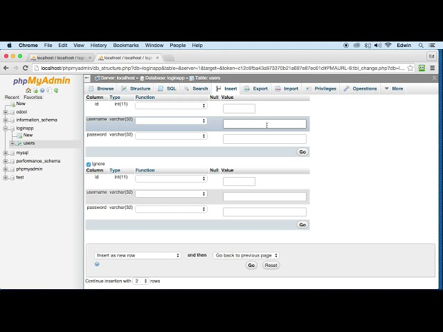 039 Creating Tables and Inserting Data in PHPmyadmin   PHP Full Course 2021