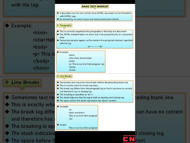HTML BASIC SYNTAX | STANDARD XHTML DOCUMENT | BASIC TEXT MARKUP #computerscience #bca #html #web