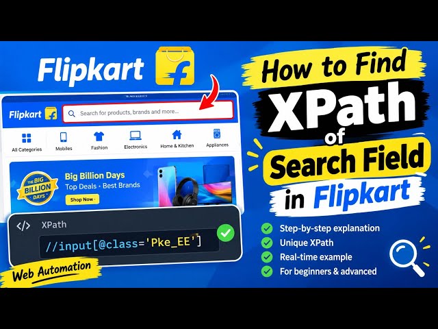How to find Xpath of Searchbar in Flipkart | Most asked interview question | Automation testing |