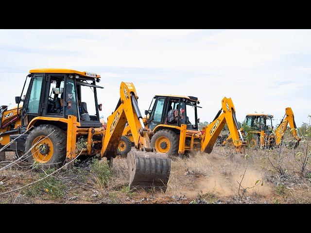 4 JCB 3DX Backhoe Loader 45 acre private land Cleaning work | Jcb video