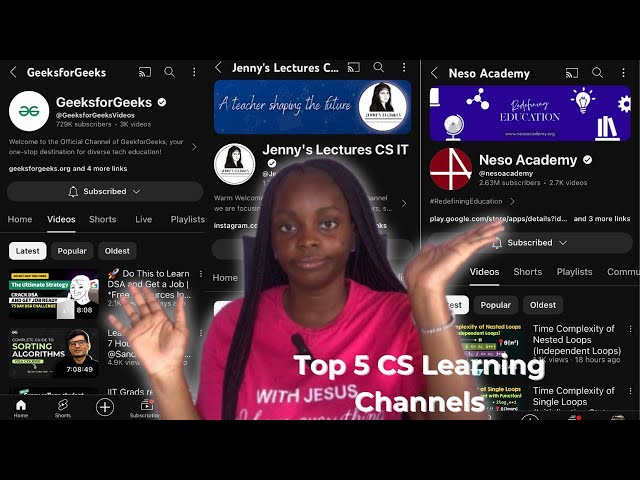 TOP 5 LEARNING CHANNELS FOR COMPUTER SCIENCE STUDENTS (my review) | ELIZABETH OLALEYE