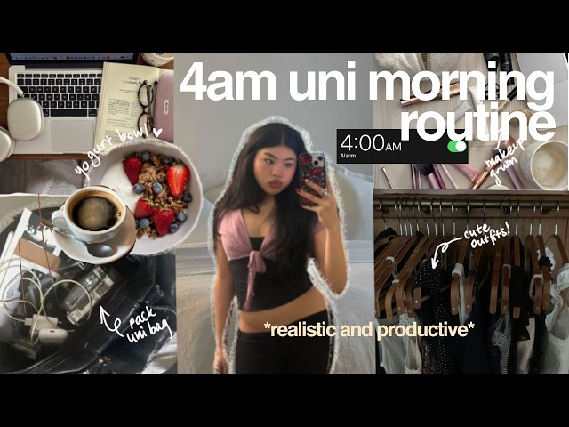 my 4am PRODUCTIVE school morning routine *as a uni student*
