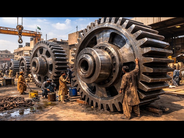 Pakistani Workshop Makes Giant Gears - Amazing Turning Process - @hydraulichands