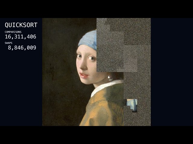 Girl with a Pearl Earring, Reassembled by Quicksort — 1,048,576 Pixels Sorted (4K) | 4