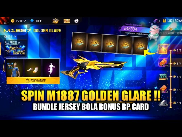 SPIN SG GOLDEN! M1887 GOLDEN GLARE & BUNDLE JERSEY BOLA EVENT FF TERBARU DI AKUN UTAMA