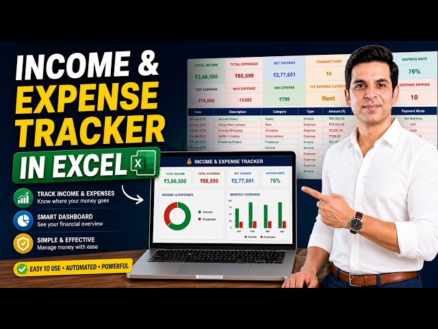 Build a Fully Automatic Income & Expense Tracker in Excel 🔥 | No VBA, No Coding!
