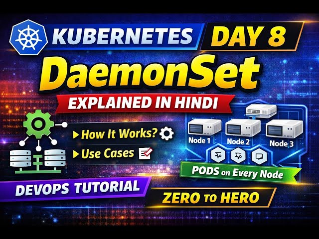Kubernetes Day 8 | Why DaemonSet is Used in Kubernetes? | DaemonSet Explained in Hindi | DevOps