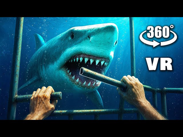 VR 360° YOU'RE IN THE SHARK CAGE, Try to Survive!
