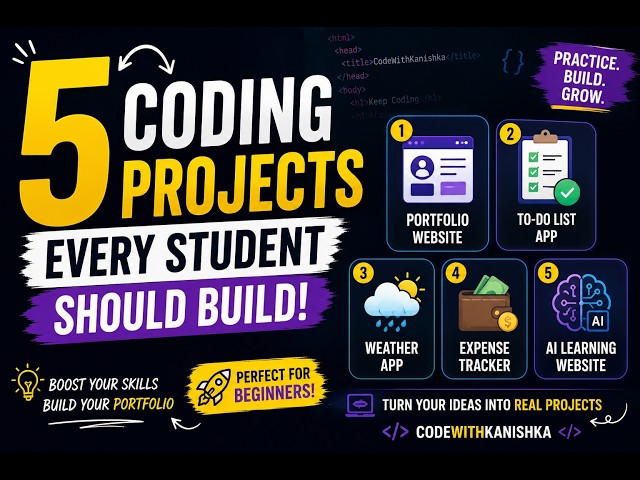 5 Coding Projects Every Student Should Build in 2026 | Beginner to Advanced Projects 💻