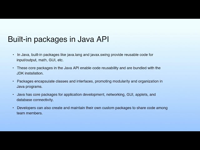 Built-in packages in Java API | Lecture 17: Packages-I