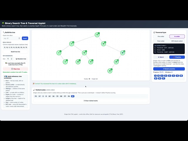 Traversal of Binary Search Trees