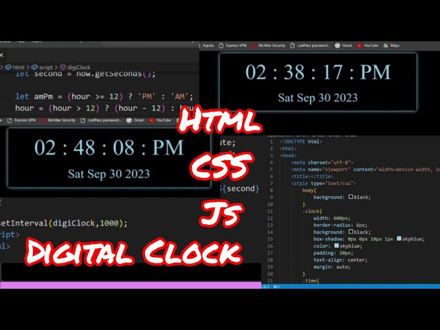 Digital Clock using HTML, CSS, JS #css #html #js #codewithharry #programming