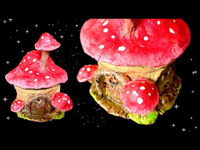Easy Magical Mushroom Fairy House Jar DIY | Air Dry Clay Tutorial 🍄  @KimsArtAlchemy Birthday 🎉