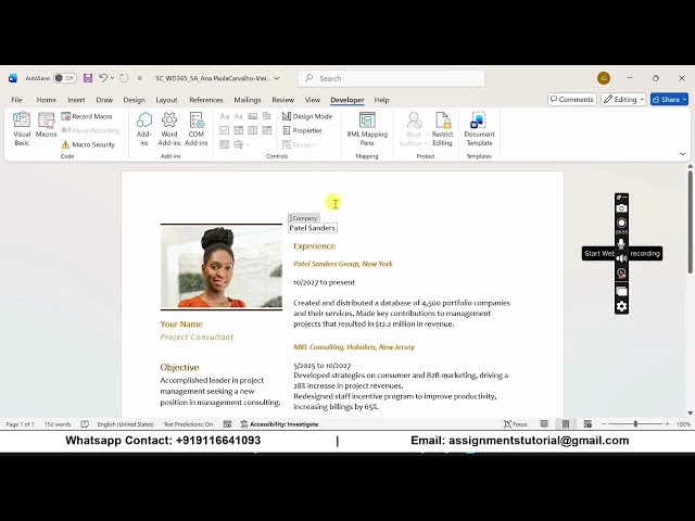 Shelly Cashman Word 365 | Module 5: SAM Project A Patel Sanders Group