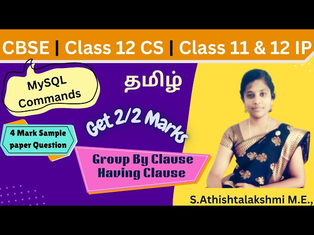 #4 MySQL  Command Class 11 & 12 ,Class 11th IP | Group By Having Clause  | Most Important Questions
